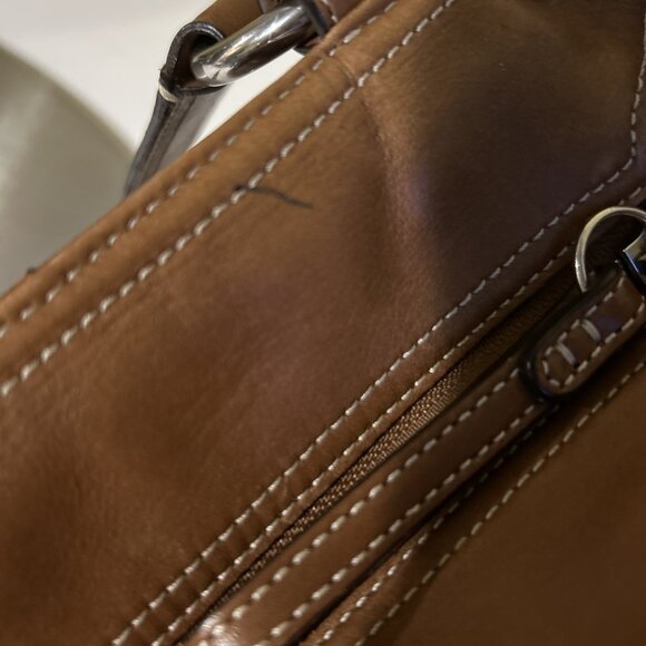 Vtg Coach Brown Double Front Buckle Pockets Leather Soho Y2K Bag F08A09 - Picture 16 of 16